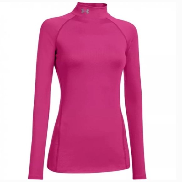 Under Armour Tops - Under Armour ColdGear Pink Mock Neck Long Sleeve Shirt